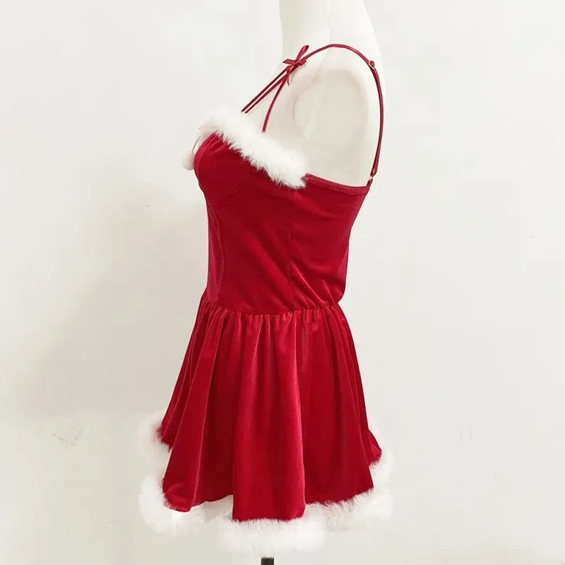 Christmas Costume Red Clothes Lingerie Dress Cute Bunny Girl Cosplay Sexy Clubwear Outfits