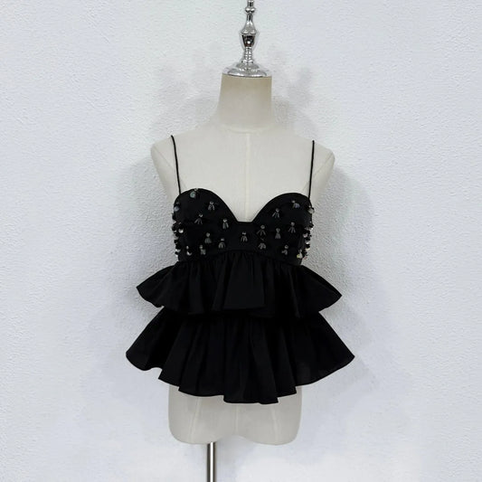 New cotton bead strap top for early spring 2025