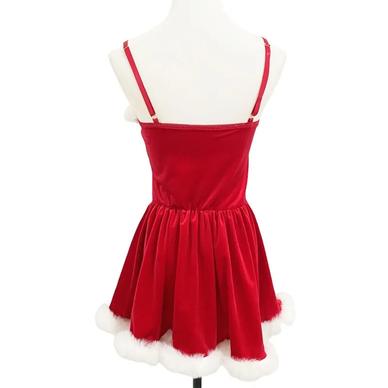 Christmas Costume Red Clothes Lingerie Dress Cute Bunny Girl Cosplay Sexy Clubwear Outfits
