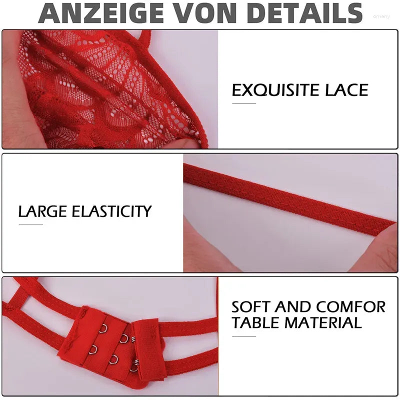 Bras Sets Sexy Erotic Lingerie Women Bra Garters Thongs Patchwork See Through Set Ladies Underwear Porn